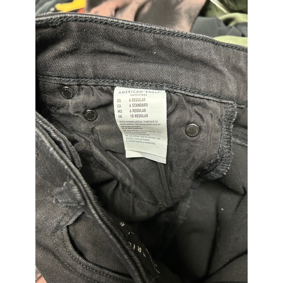 American Eagle Outfitters Womens Black High Rise Flare Button Fly Jeans Size 6 - Picture 2 of 8